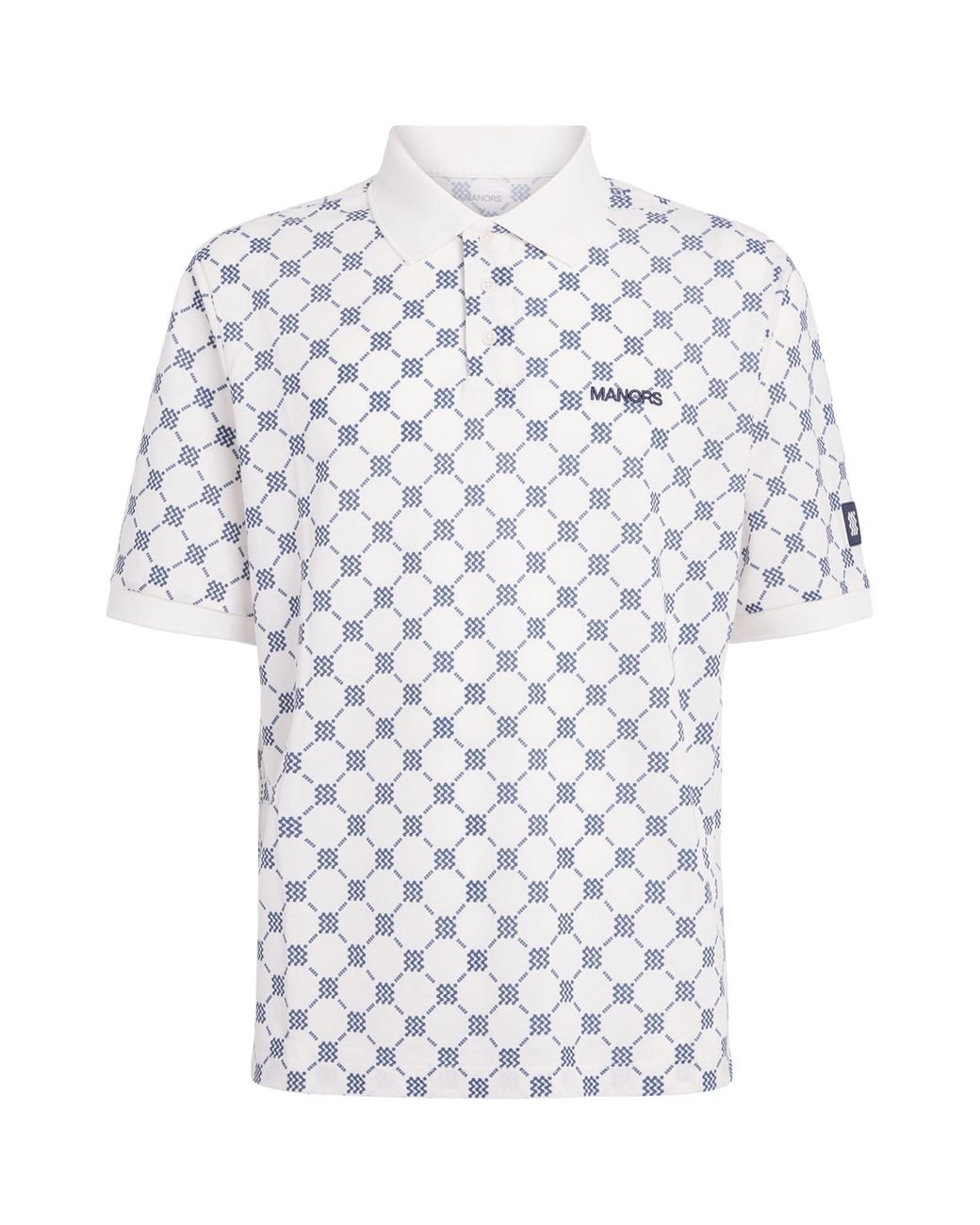 Manors White Piqué Monogram Goat Polo Shirt for men