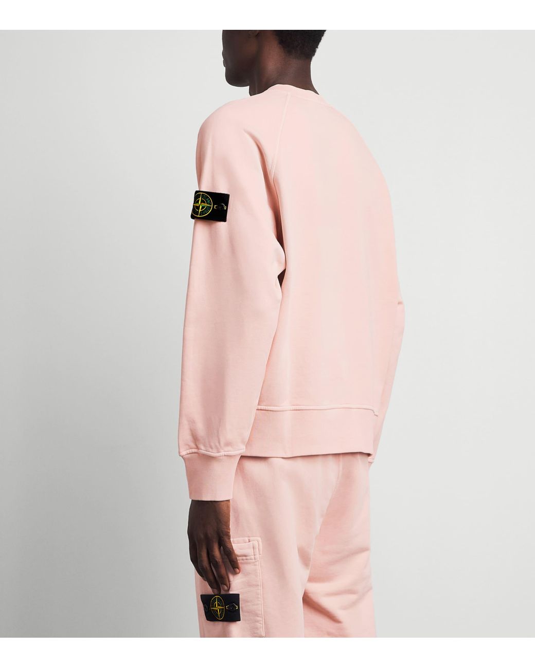 Stone Island Pink Cotton Compass Logo Sweatshirt for men