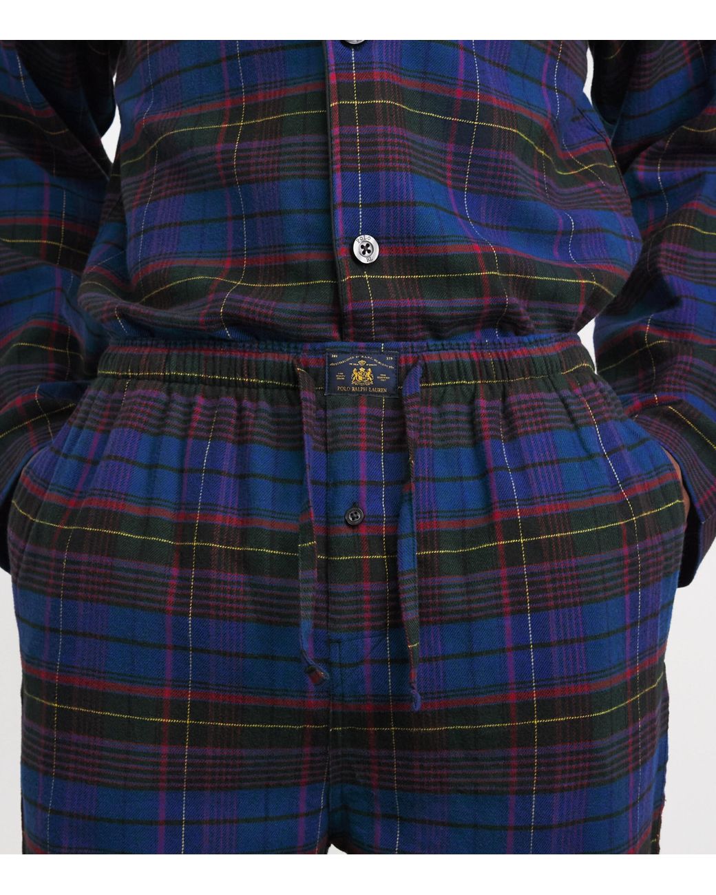 Polo Ralph Lauren Blue Cotton Flannel Polo Bear Pyjama Set for men
