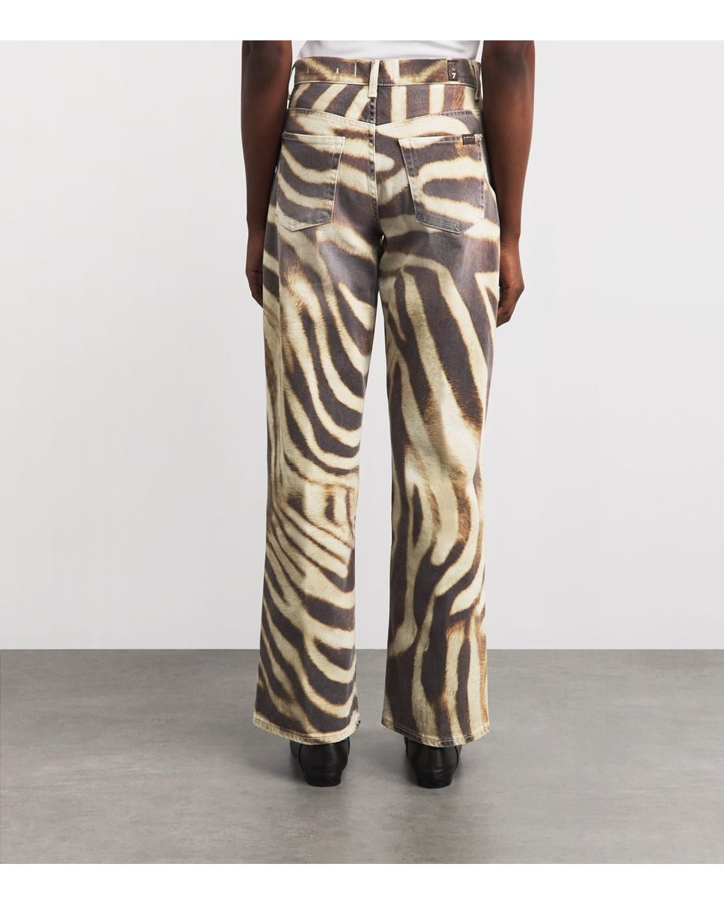 7 For All Mankind Natural Zebra Print Stovepipe Straight Jeans