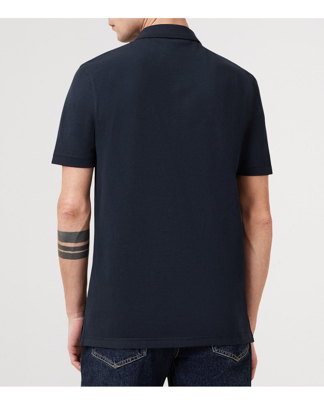 AllSaints Blue Organic Cotton Reform Polo Shirt for men