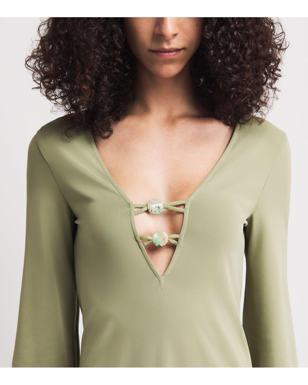 Eres Green Jersey Beaded Fabuleuse Mini Dress