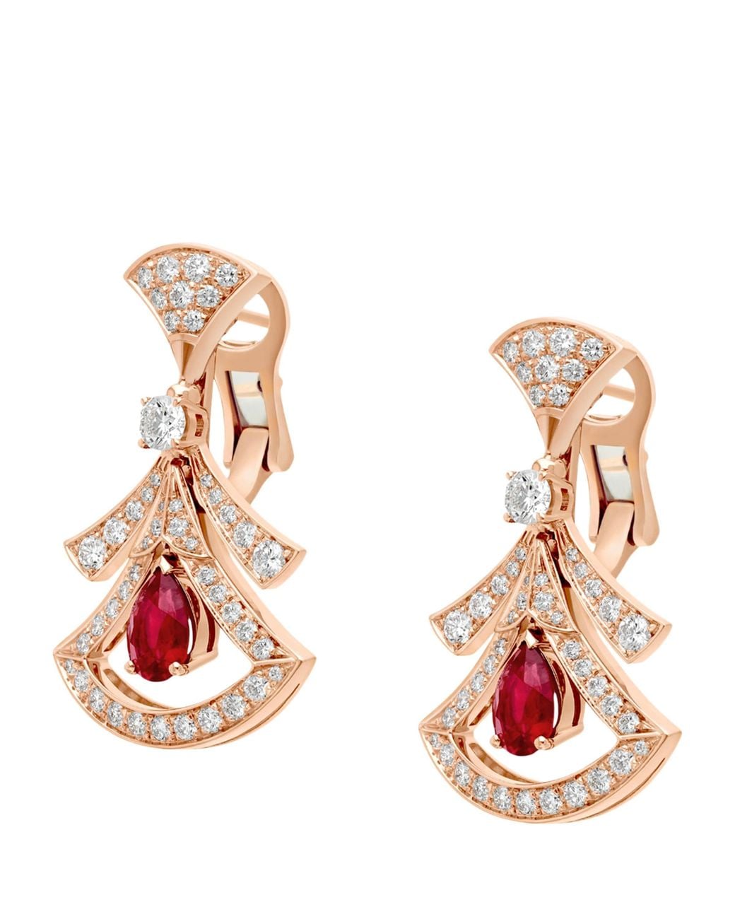 BVLGARI White Diamond And Ruby Divas' Dream Openwork Earrings