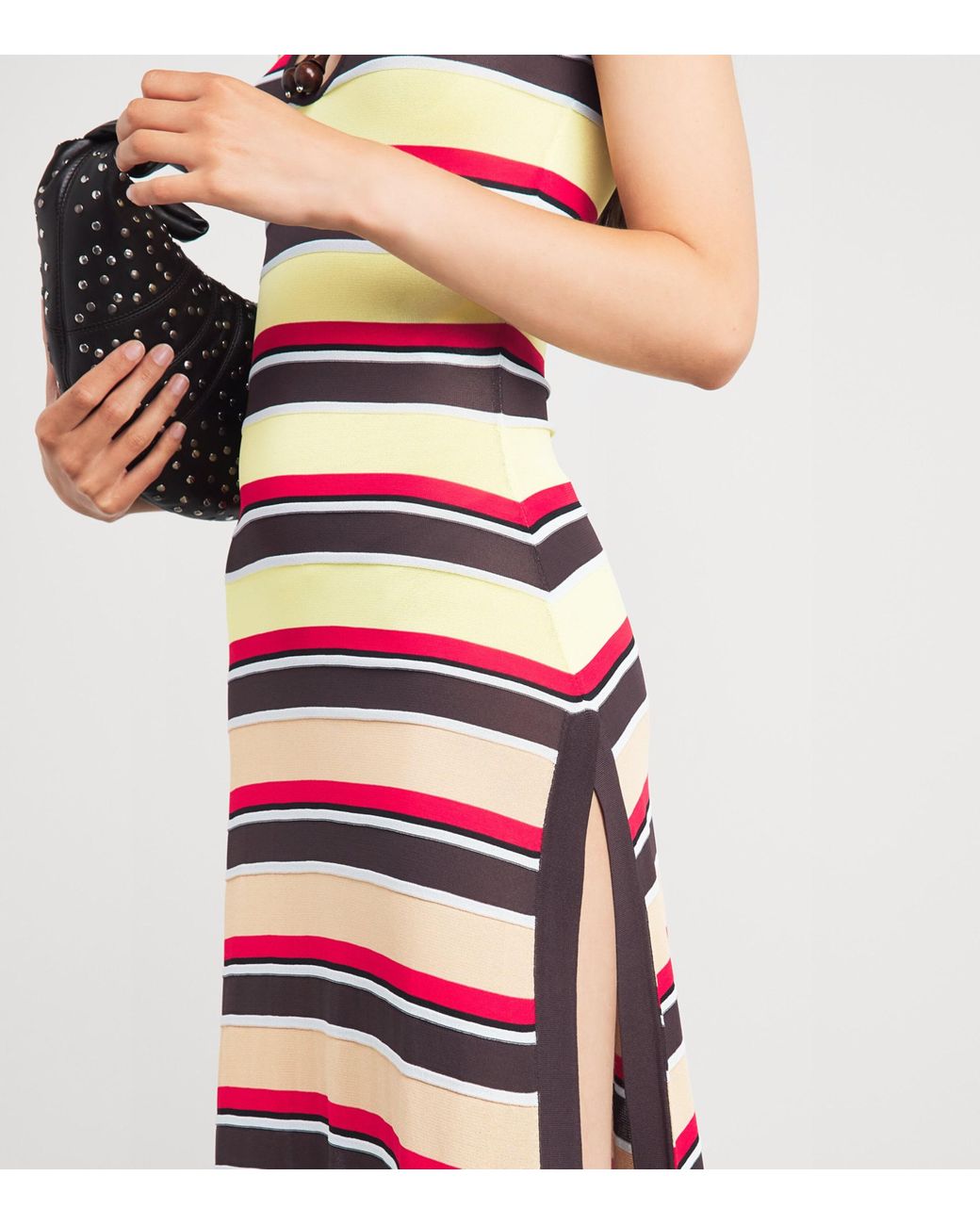 Rabanne White Stripe Cut-Out Maxi Dress