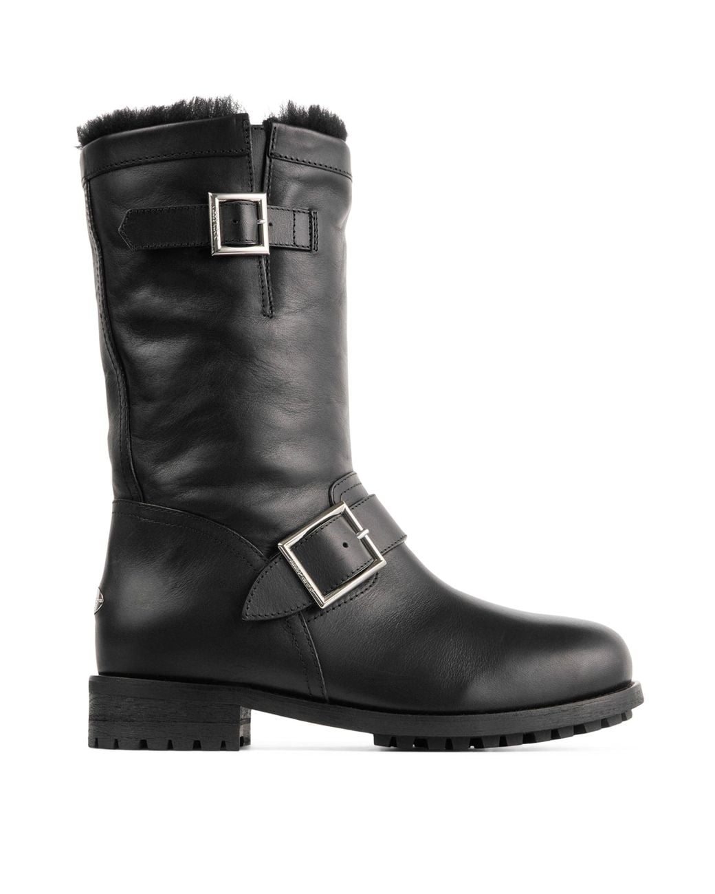 Jimmy Choo Black Biker Mid Leather Boots