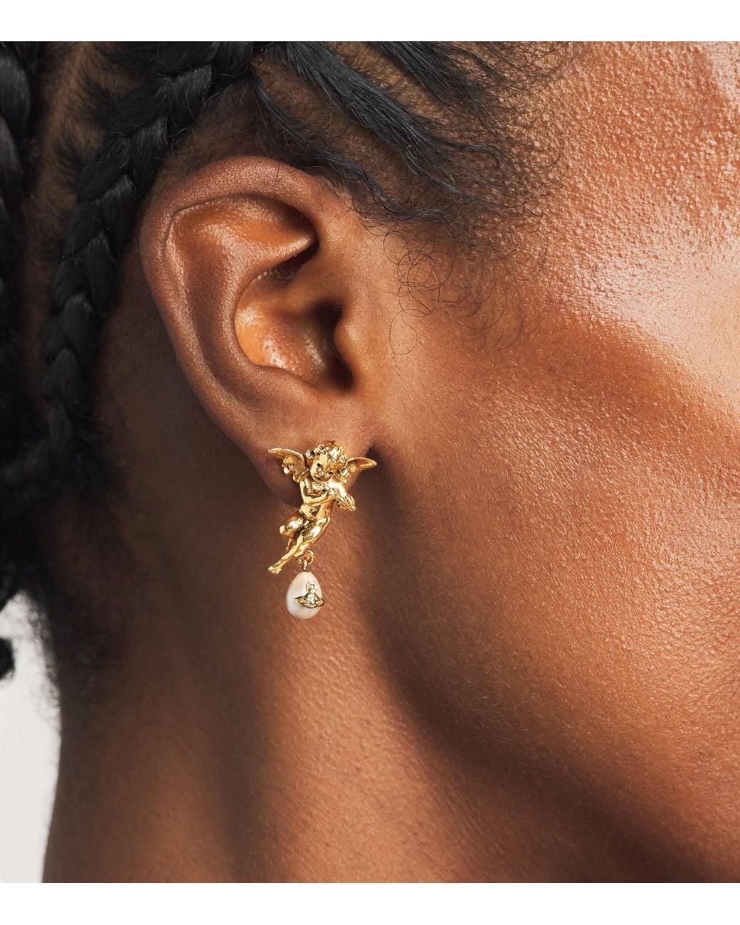 Vivienne Westwood Natural Faux Pearl Putti Drop Earrings