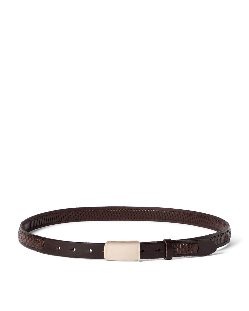 Brunello Cucinelli Brown Leather Woven Belt for men