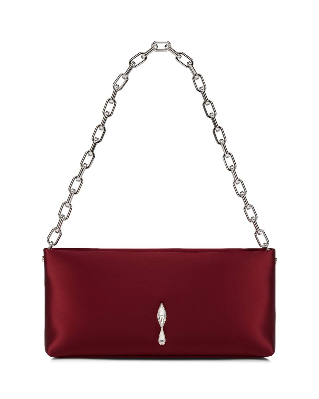 Christian Louboutin Red Maykimay Chain Pouch Neoprene Satin Clutch Bag