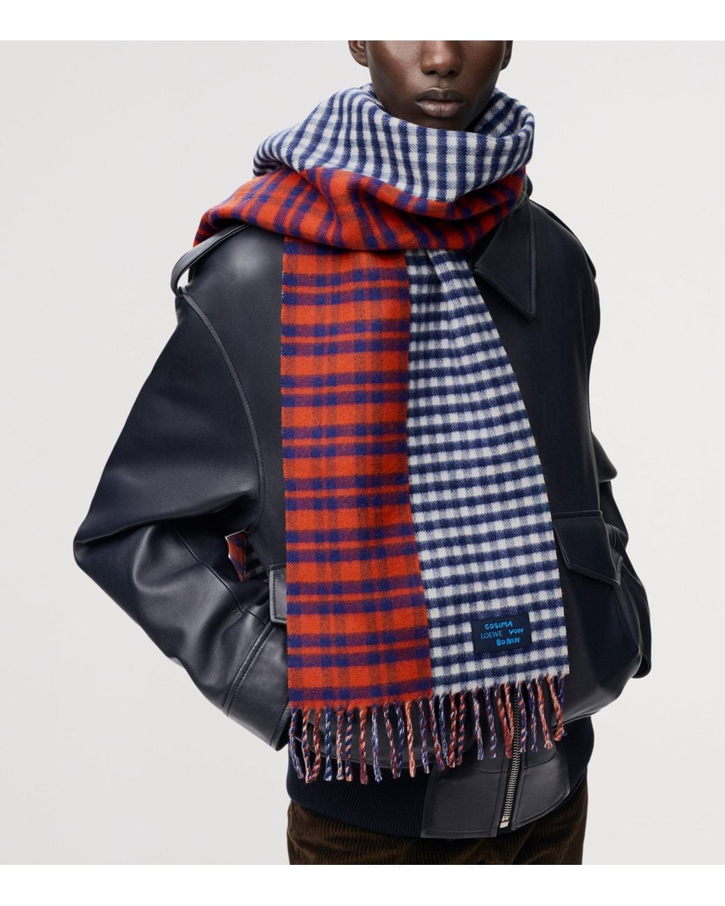 Loewe Red X Cosima Von Bonin Wool-Cashmere Check Scarf