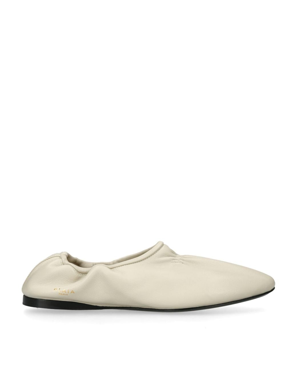 Alaïa White Leather Scrunched Ballet Flats