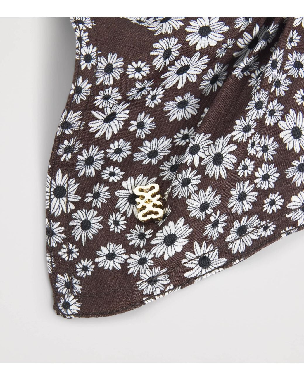 Sandro Brown Silk Floral Print Scrunchie
