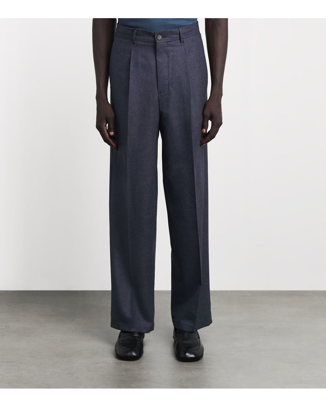 Pal Zileri Blue Virgin Wool Pleated Trousers for men