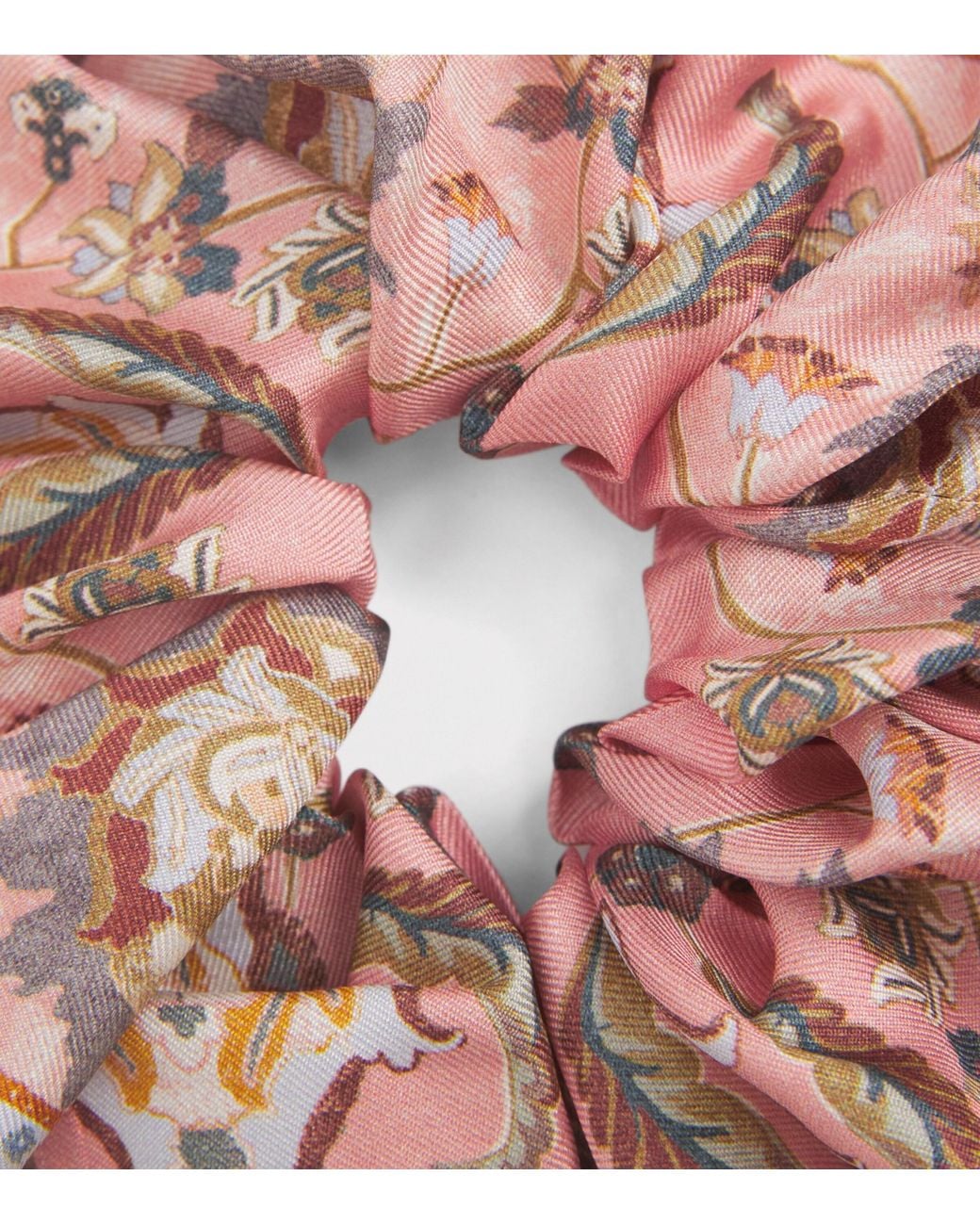 Zimmermann Pink Silk Floral Scrunchie