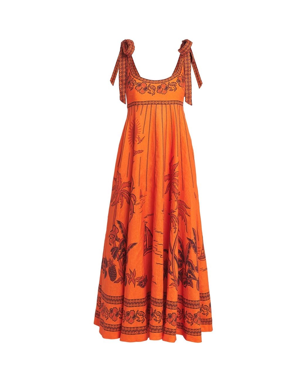 ALÉMAIS Orange Linen Boathouse Shift Dress