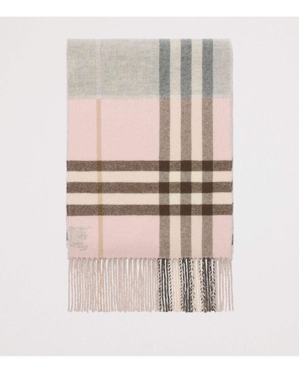 Burberry Pink Cashmere Contrast Check Scarf