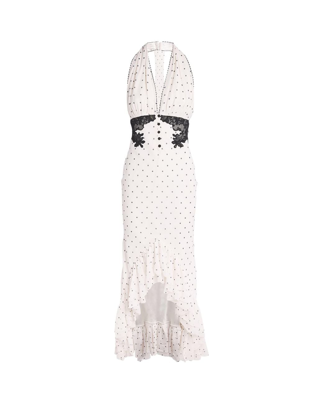 Self-Portrait White Polka-Dot Halterneck Midi Dress