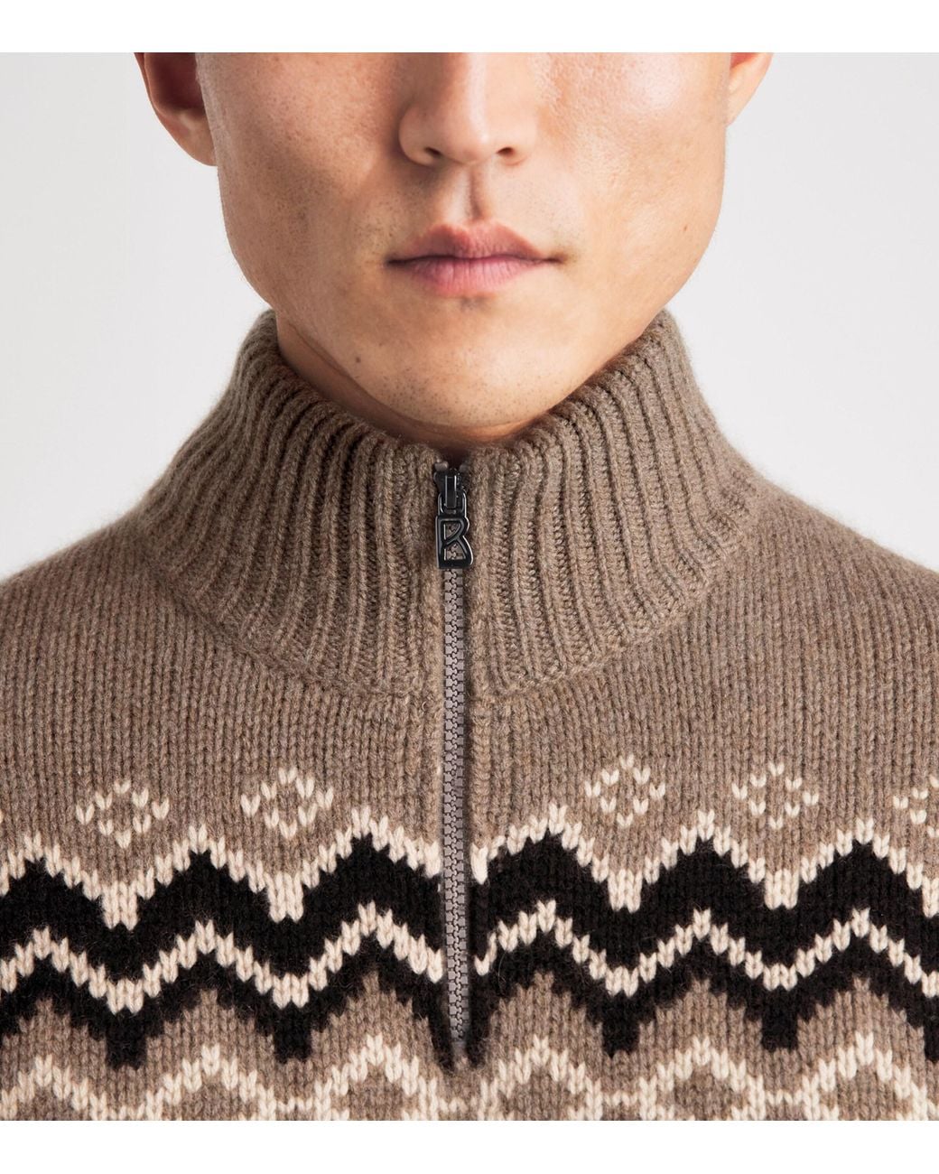 Bogner Brown Cashmere Quarter-Zip Ludi Sweater for men