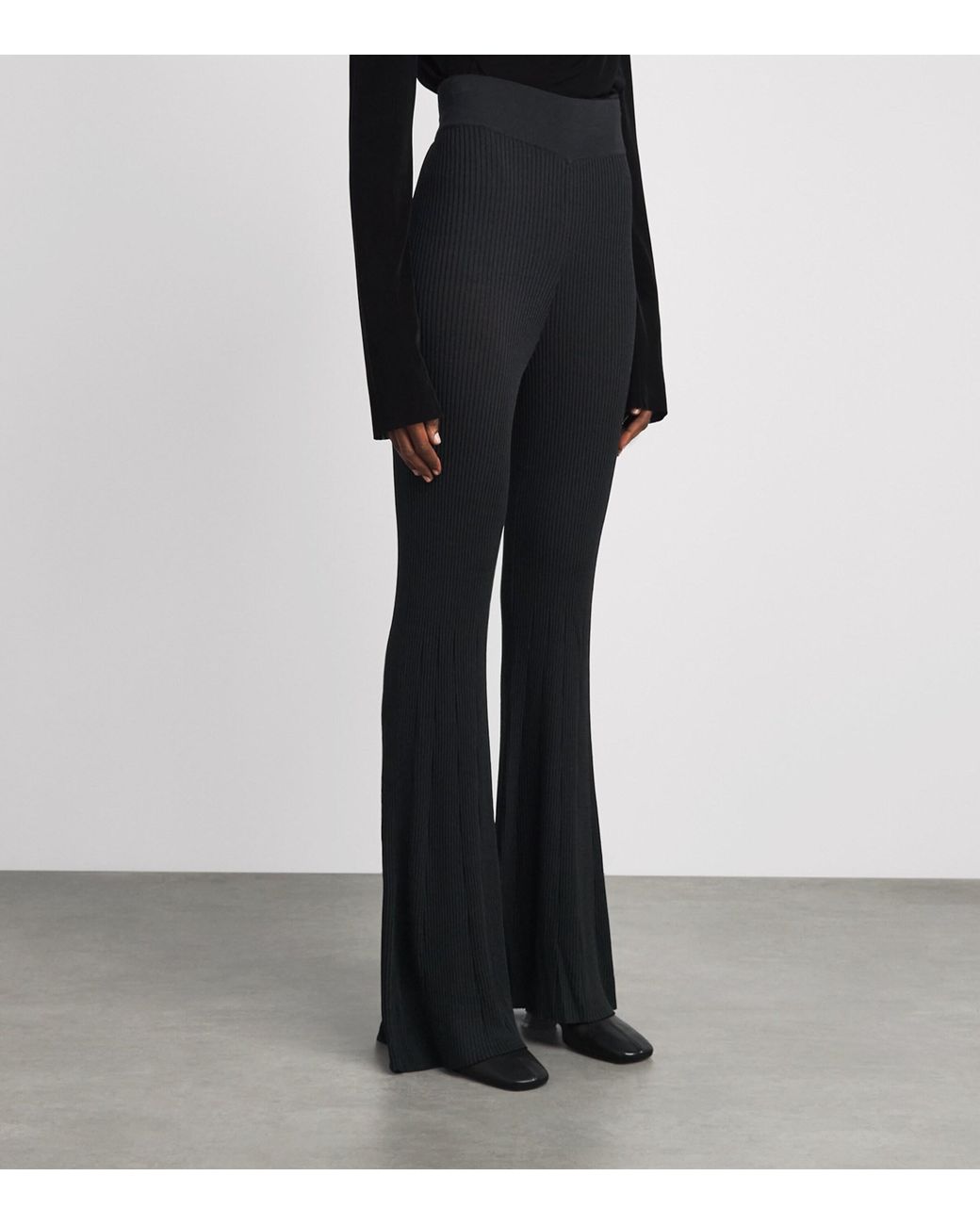L'Agence Black Rib-Knit Conan Flared Trousers