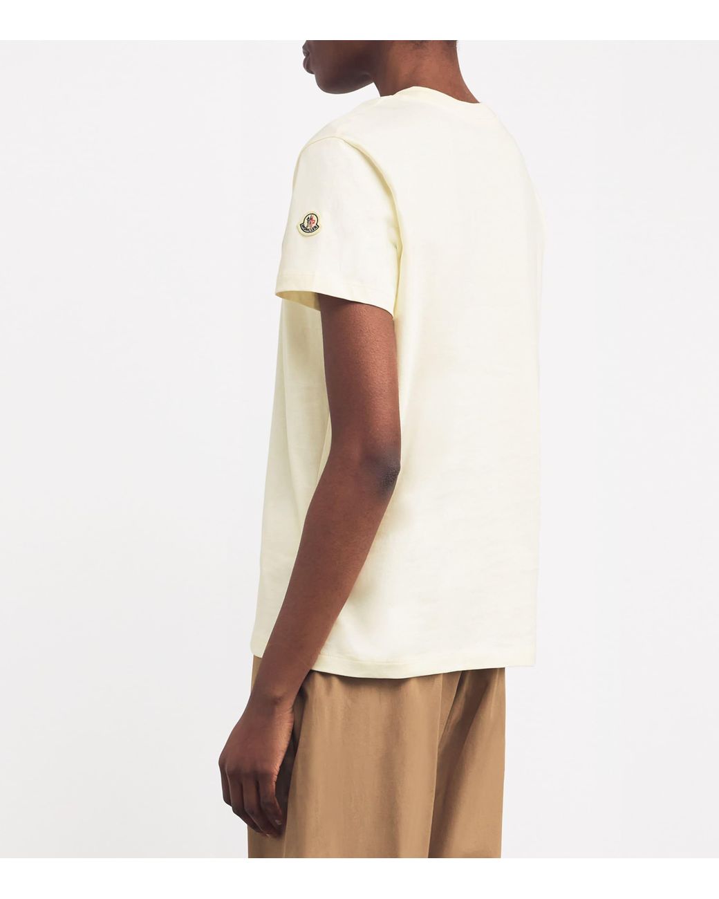 Moncler White Embroidered Tonal Logo T-Shirt