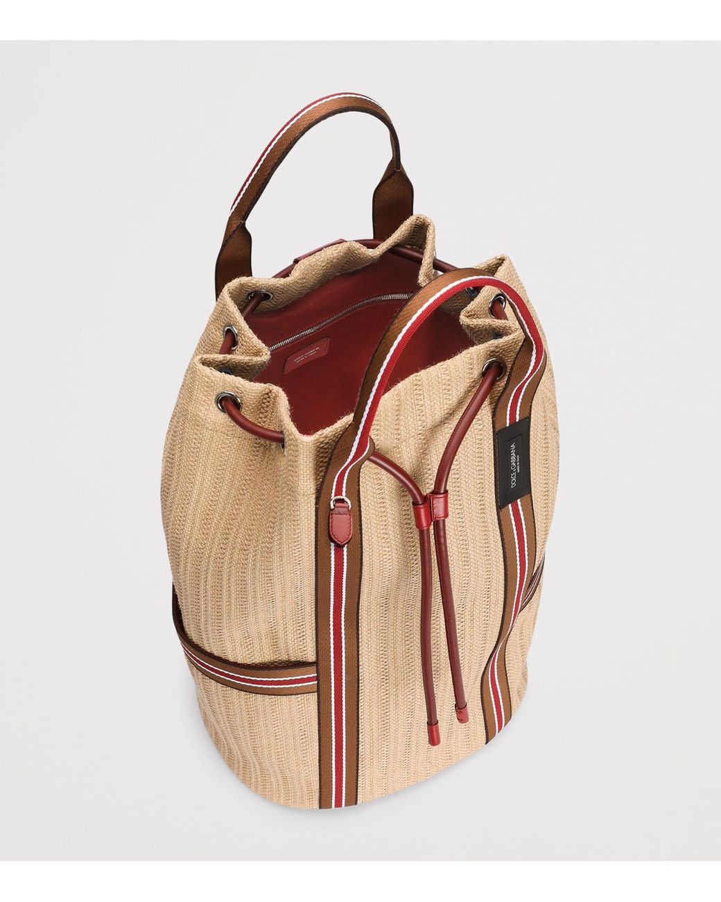 Dolce & Gabbana Brown Raffia-Leather Essenza Backpack for men