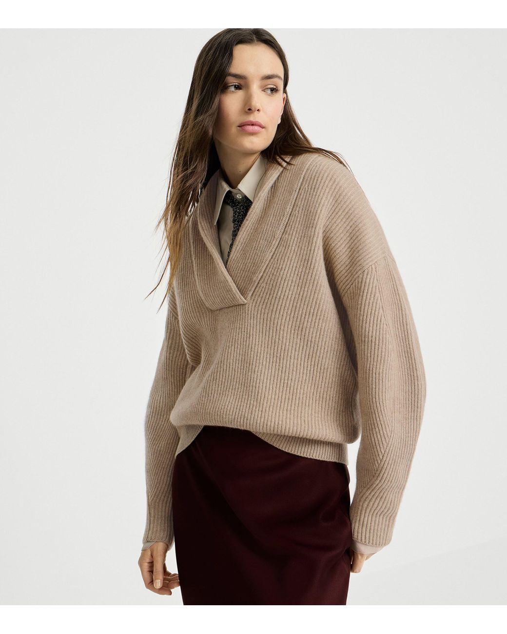 Brunello Cucinelli Natural Cashmere Monili Sweater
