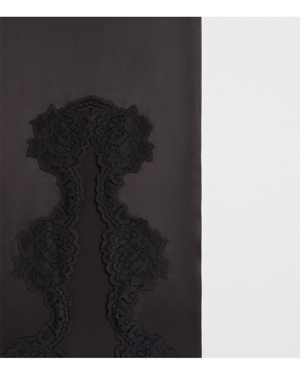 Valentino Black Silk Lace-Trim Midi Skirt