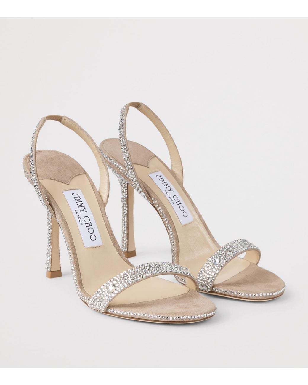 Jimmy Choo Metallic Jen 100 Embellished Suede Heeled Sandals