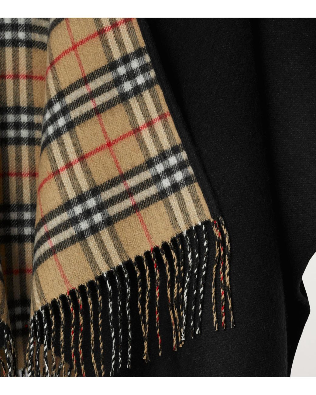 Burberry Black Wool Reversible Check Cape