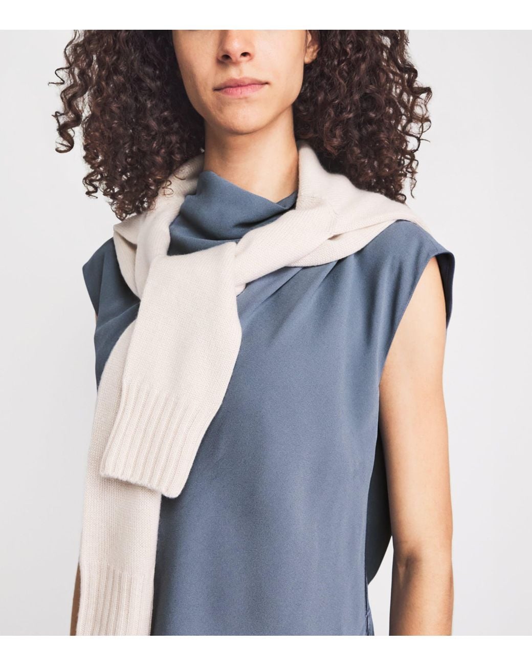 Agnona Blue Sleeveless Draped Blouse