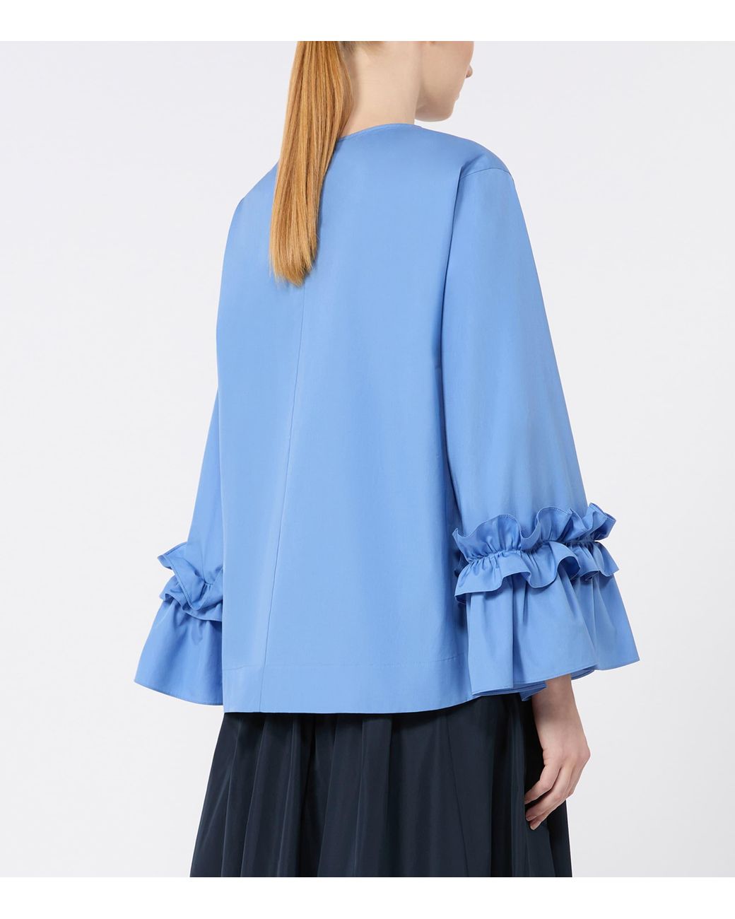 Max Mara Blue Ruffle-Trim Blouse