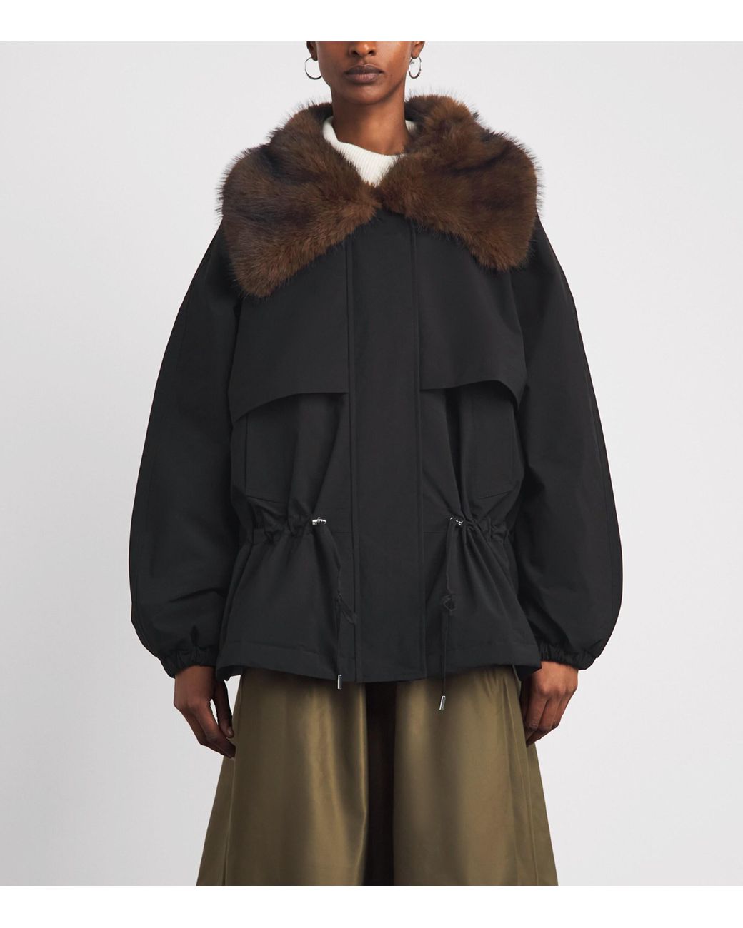 Charoux Black Faux Fur-Collar Arctik Parka Jacket