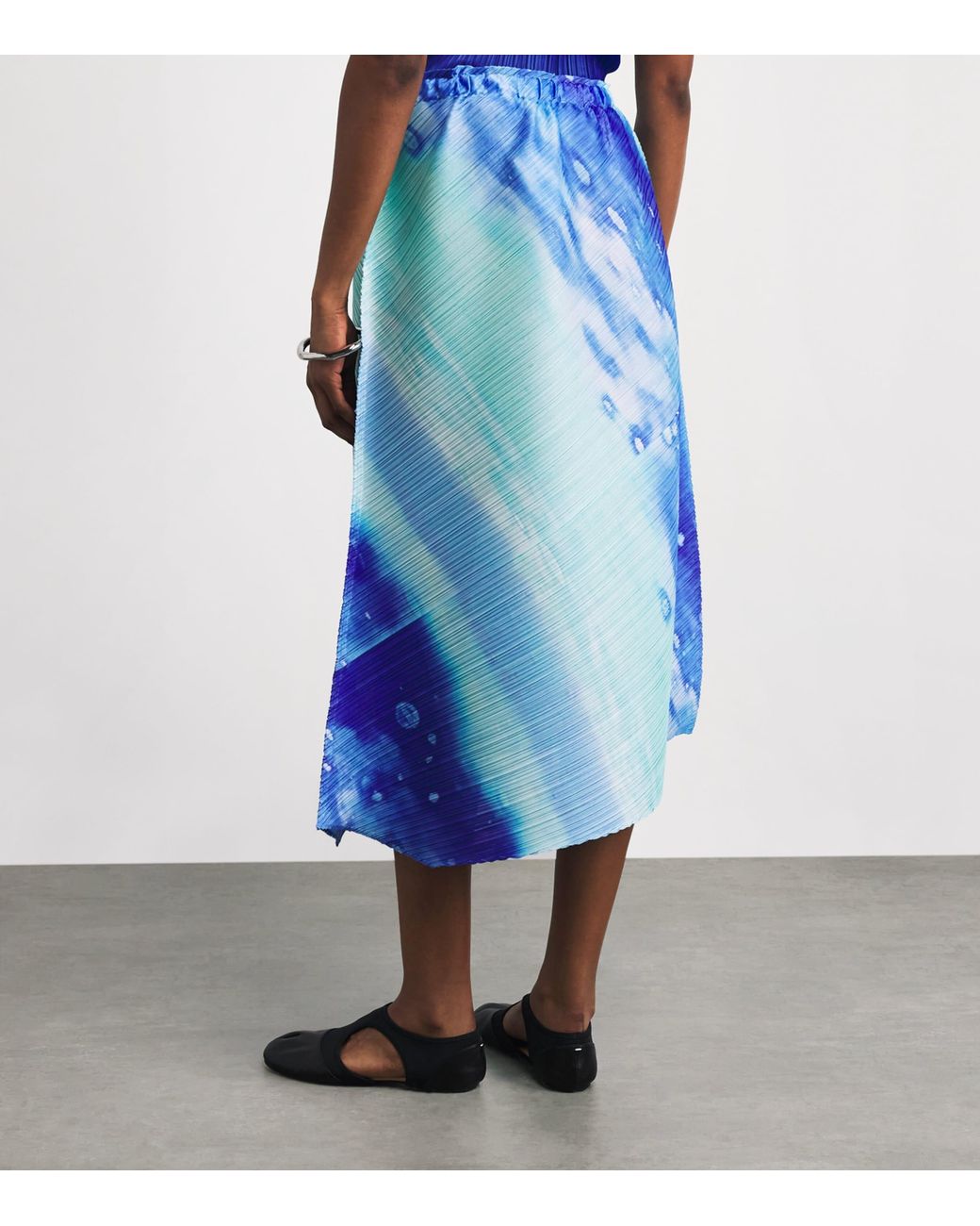 Pleats Please Issey Miyake Blue Sea Bubble Midi Skirt