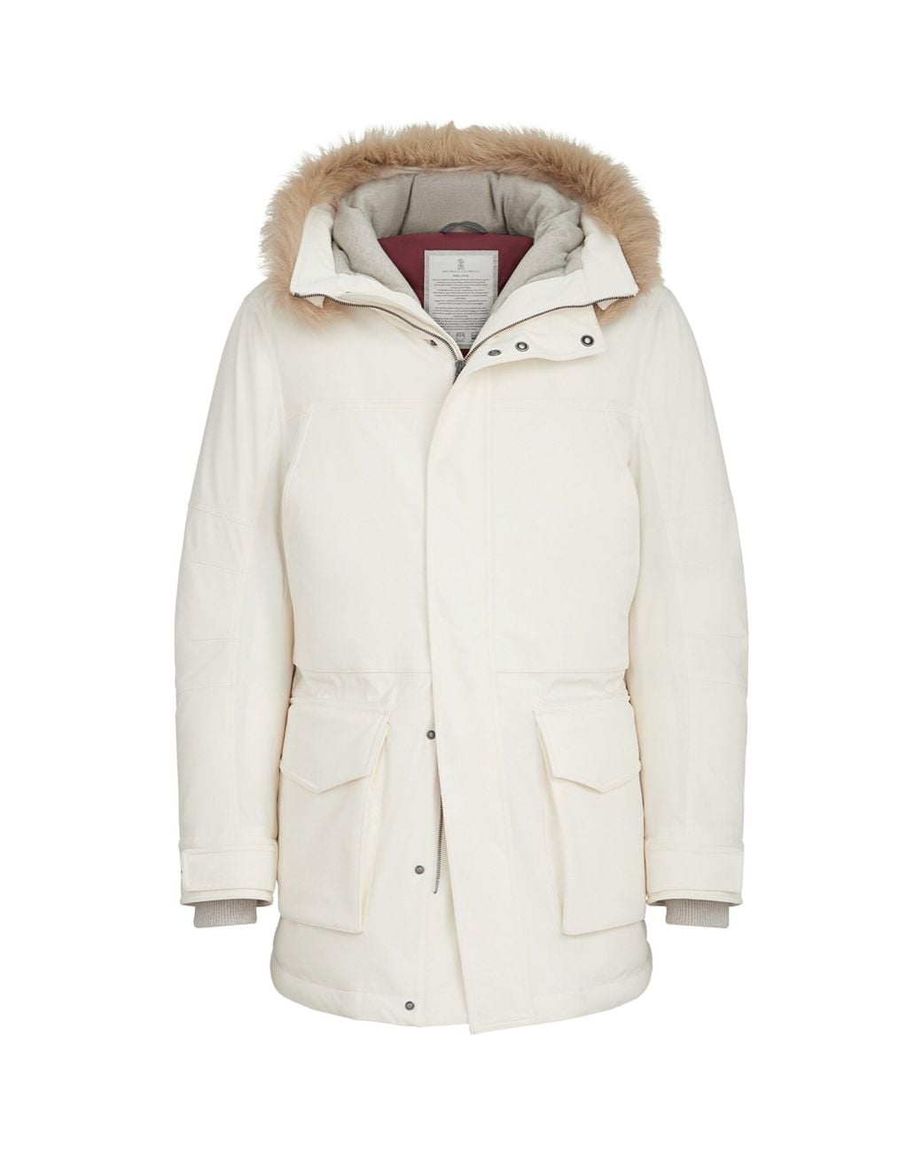 Brunello Cucinelli White Down Water-Resistant Parka for men