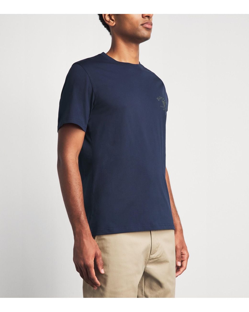 Barbour Blue Cotton Embroidered Crest T-Shirt for men