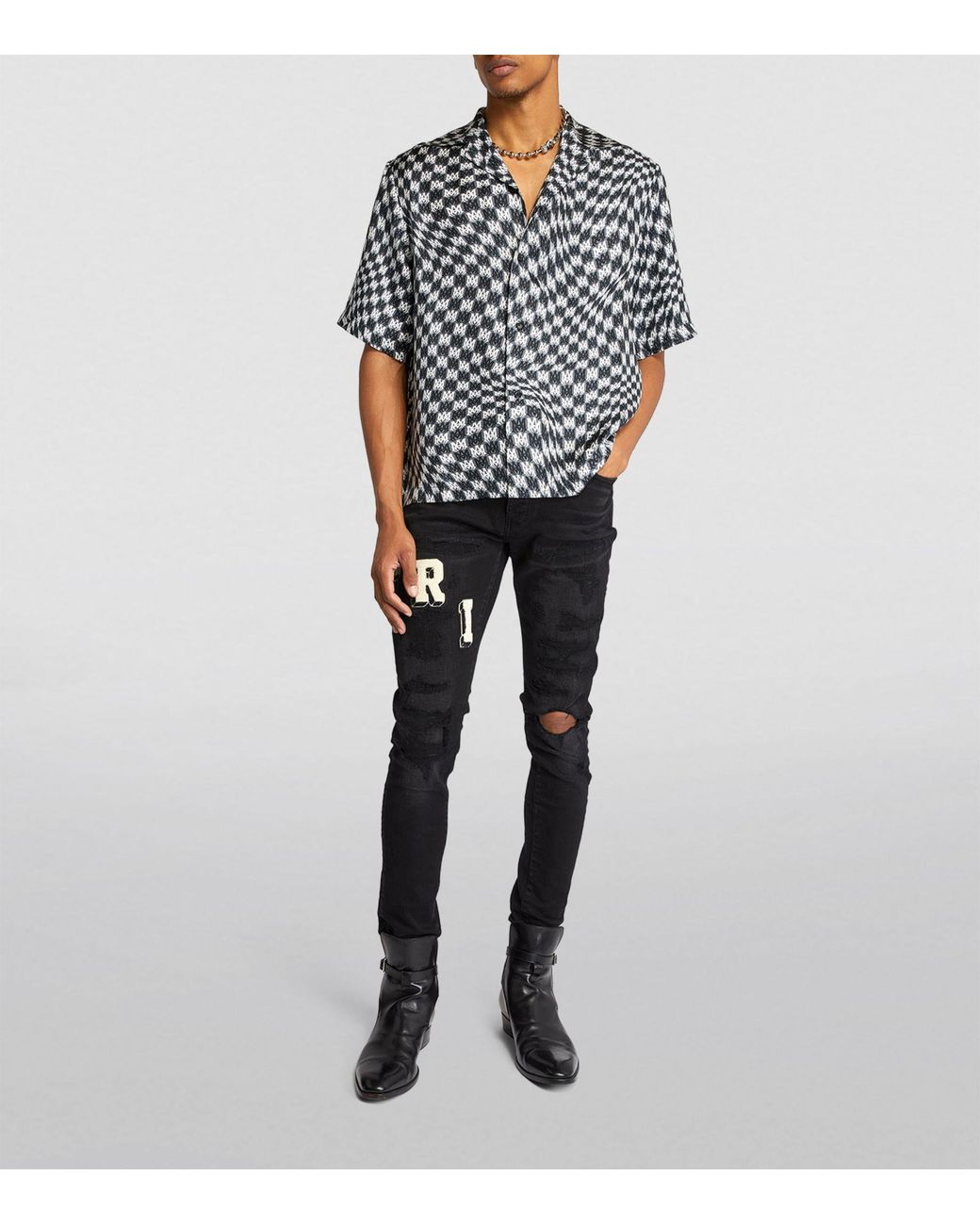 希少）AMIRI Checkered Ripped Jeans 28inch Jeans Amiri Ripped 