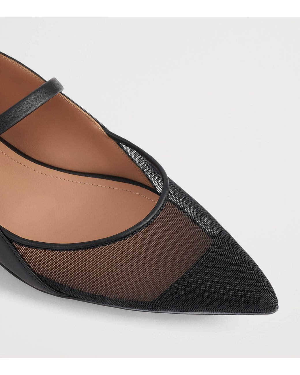 Malone Souliers Black Leather And Mesh Maureen Arc Flats