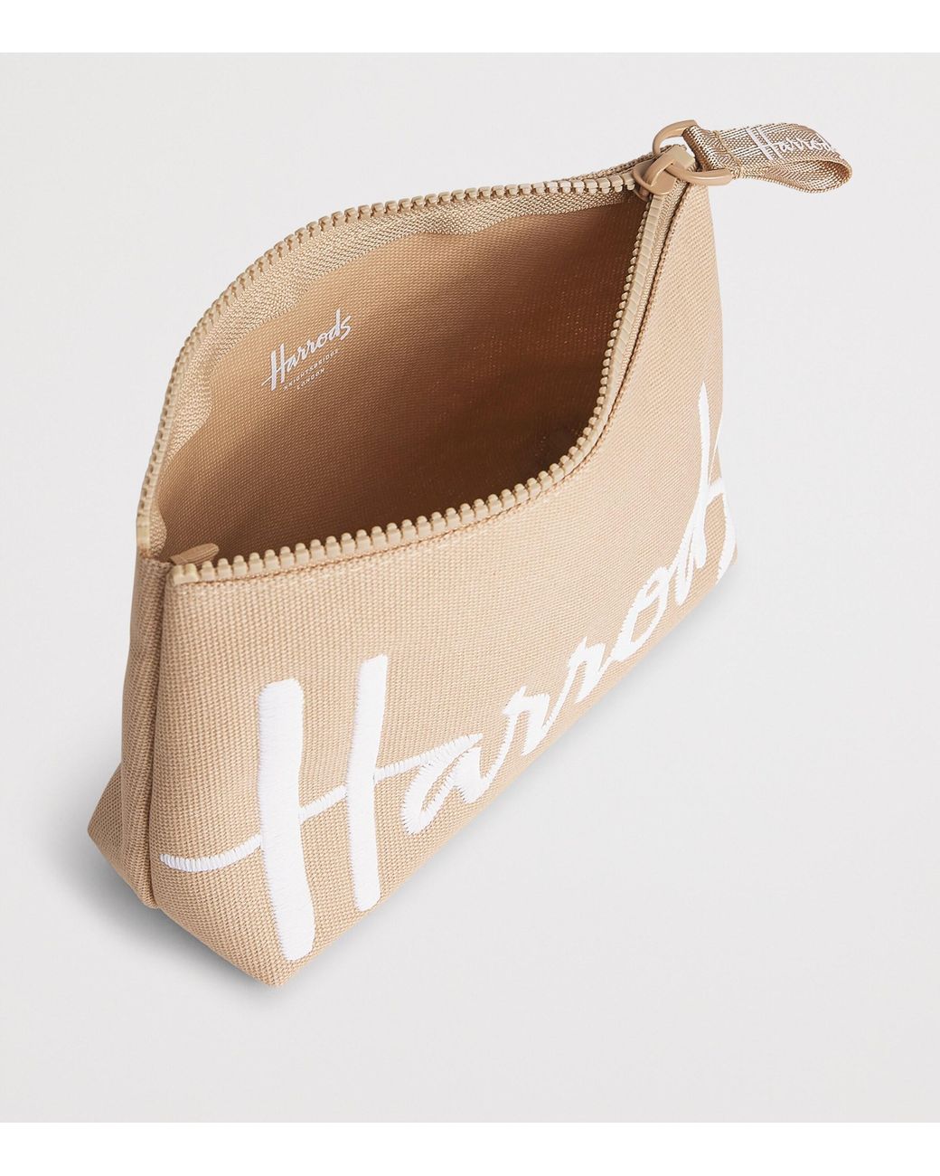 Harrods Natural Medium Cotton Logo Cosmetic Bag