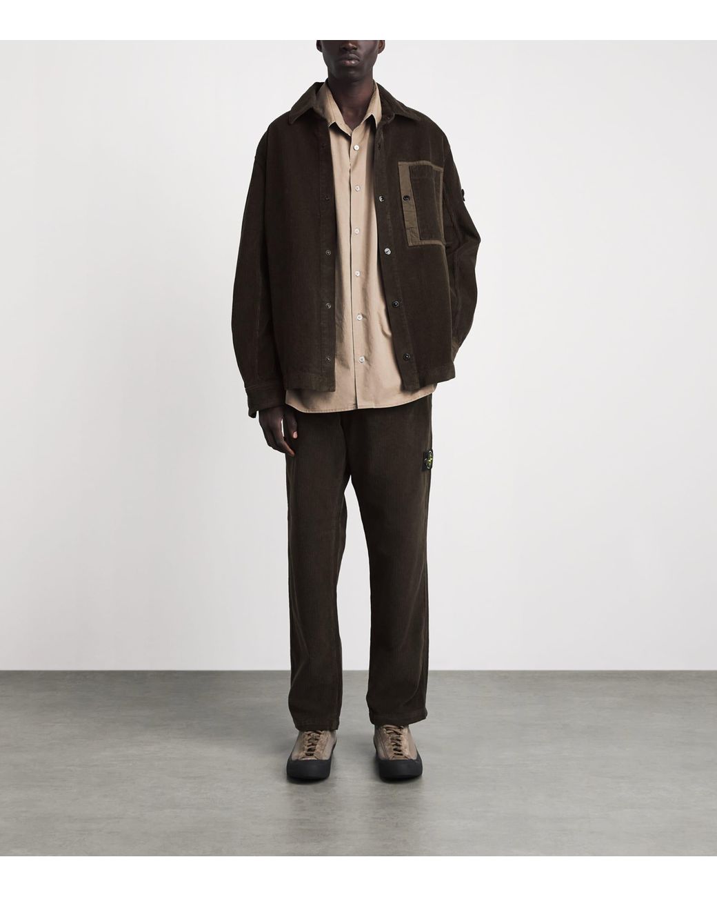 Stone Island Black Organic Corduroy Trousers for men