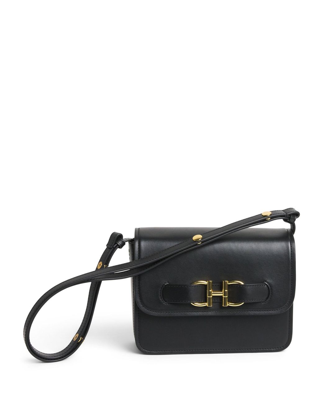 Harrods Black Leather Snaffle Cross-Body Bag