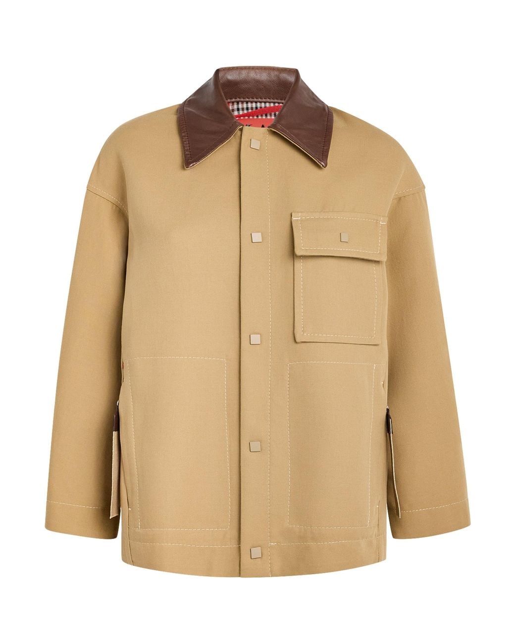 MAX&Co. Natural Water-Resistant Leather-Trim Jacket