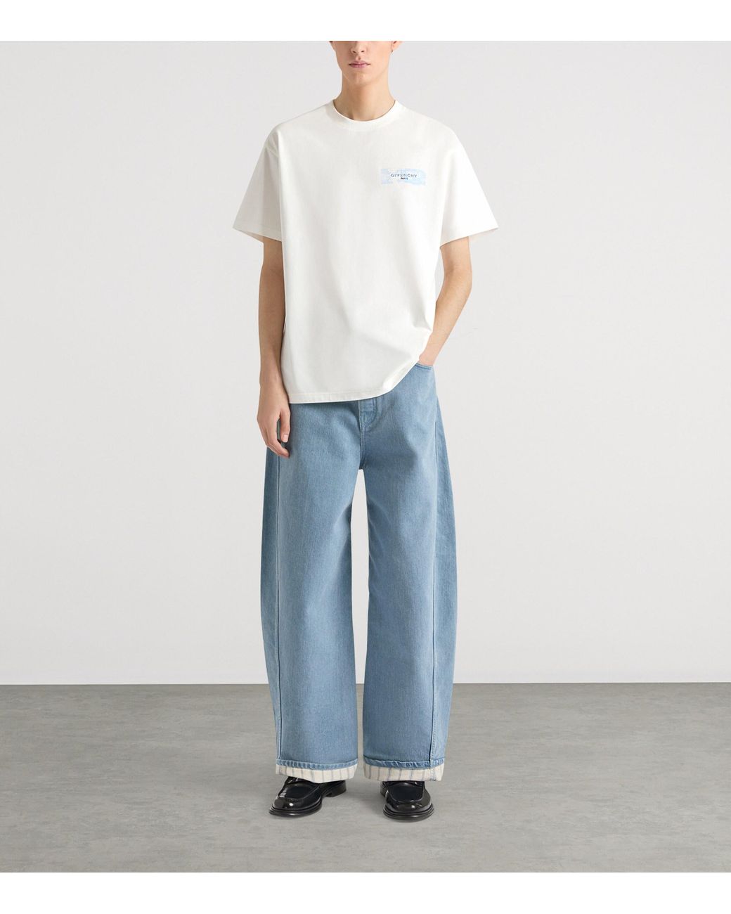 Givenchy White Cotton Logo-Tab T-Shirt for men