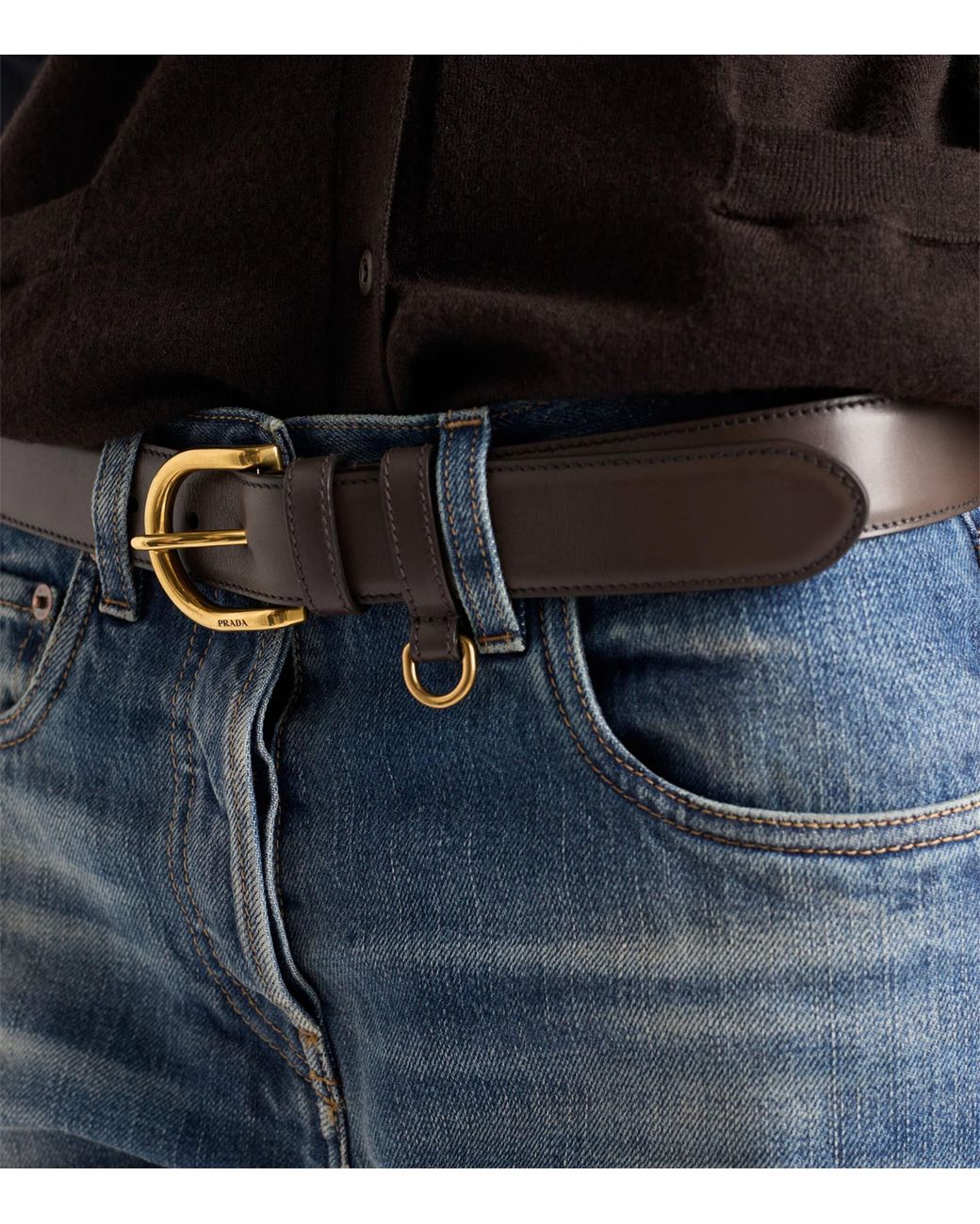 Prada Black Leather Belt