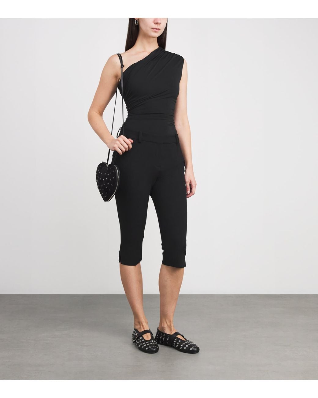 Maje Black One-Shoulder Bodysuit