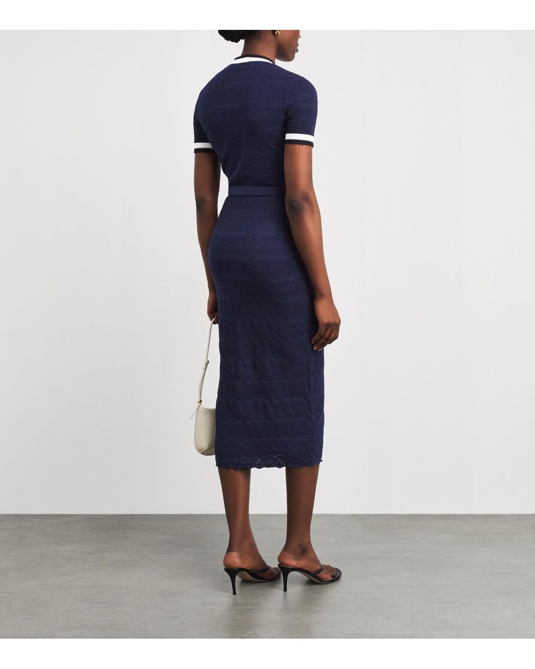 Self-Portrait Blue Knitted Belt Midi Dress