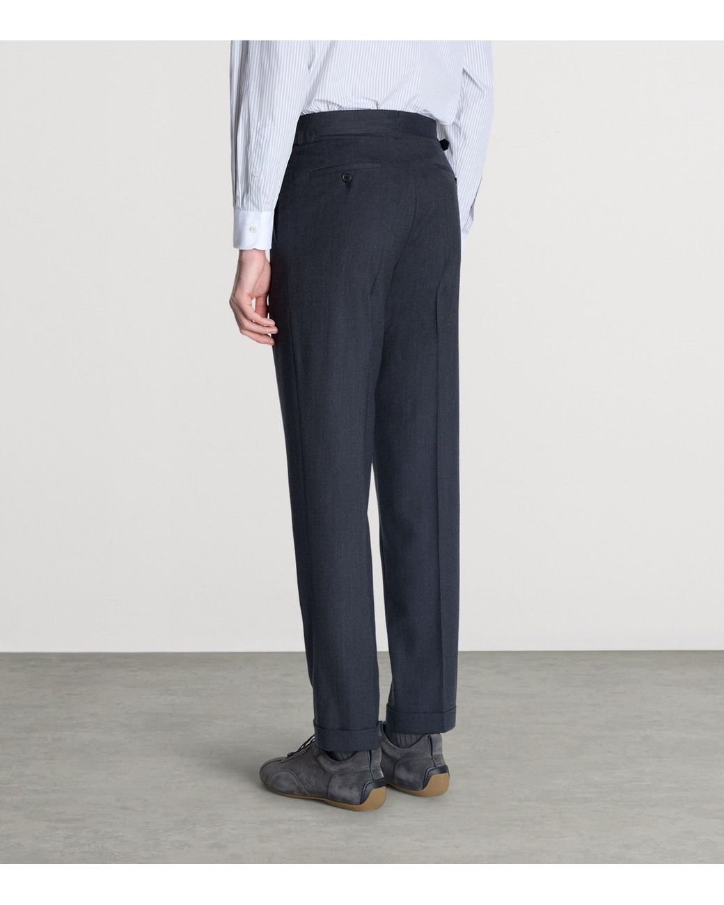 Dunhill Blue Wool Pleated Trousers for men