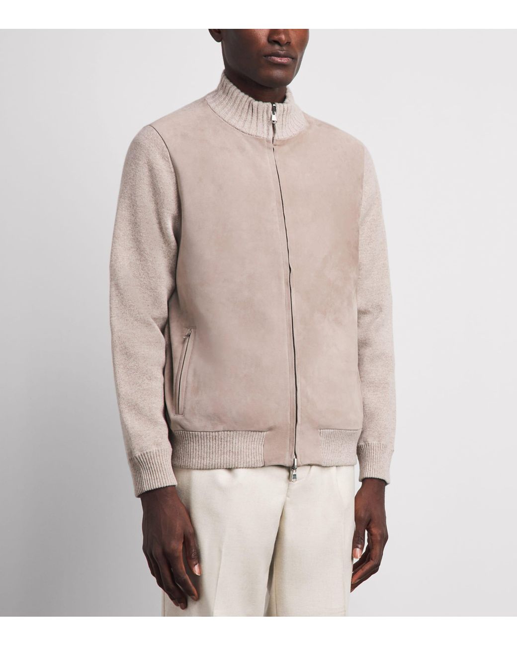 N.Peal Cashmere Natural Suede-Trim Cashmere Davos Jacket for men