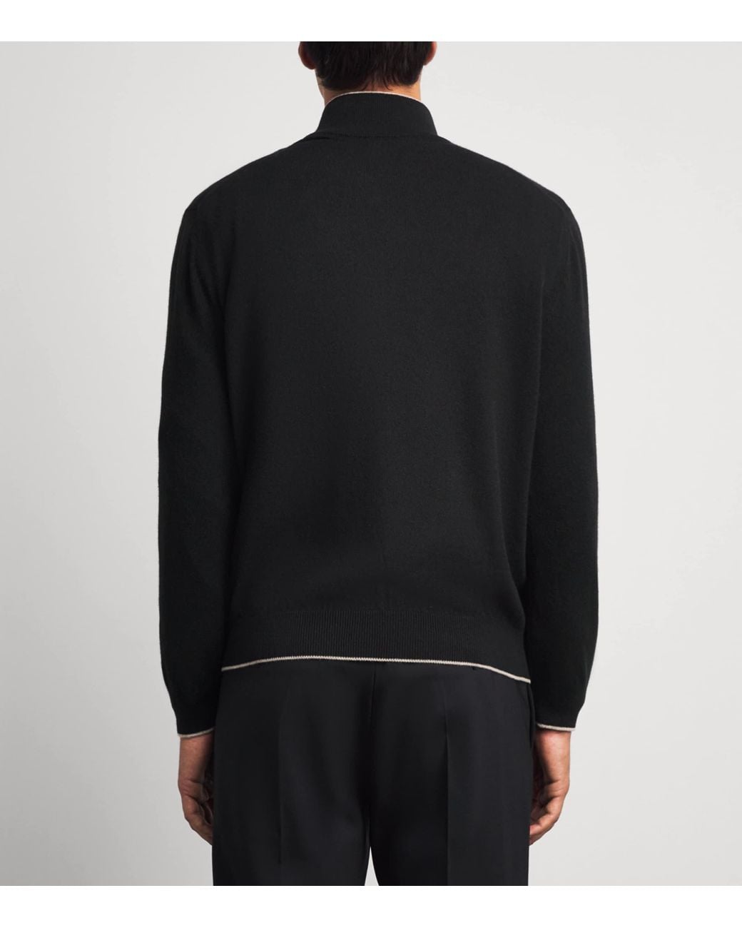 Paul & Shark Black Cashmere Quarter-Zip Sweater for men