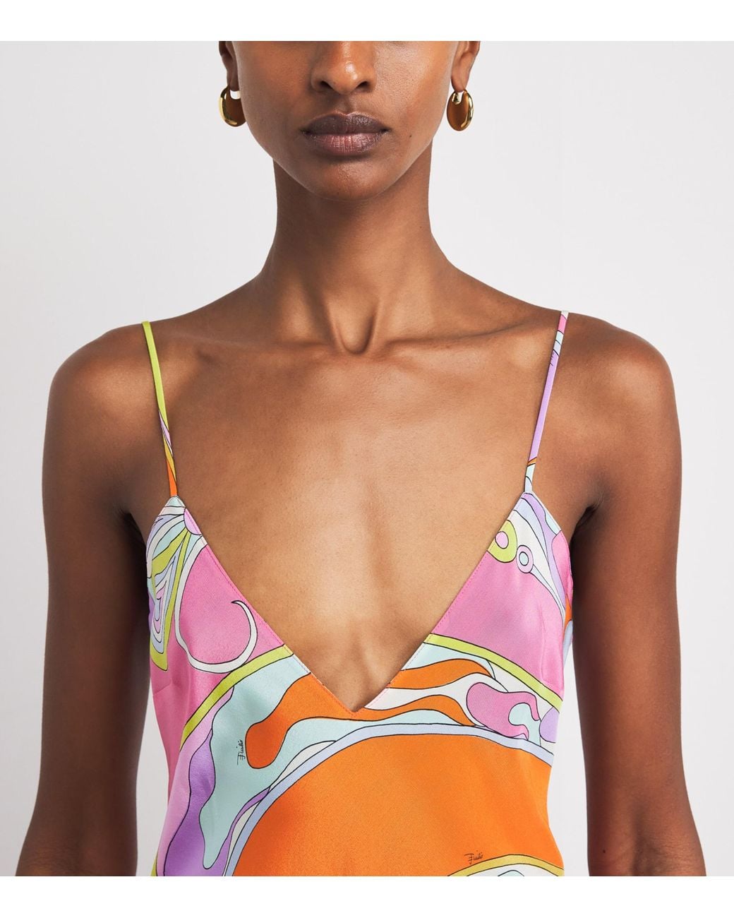 Emilio Pucci Red Silk Printed Maxi Slip Dress