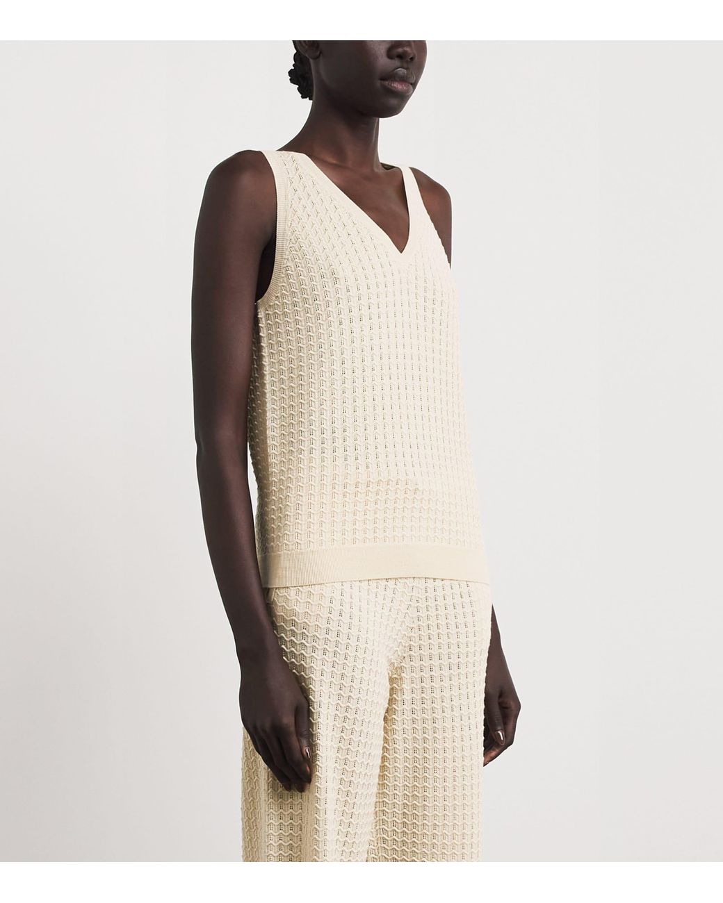 Eleventy White Wool Tank Top