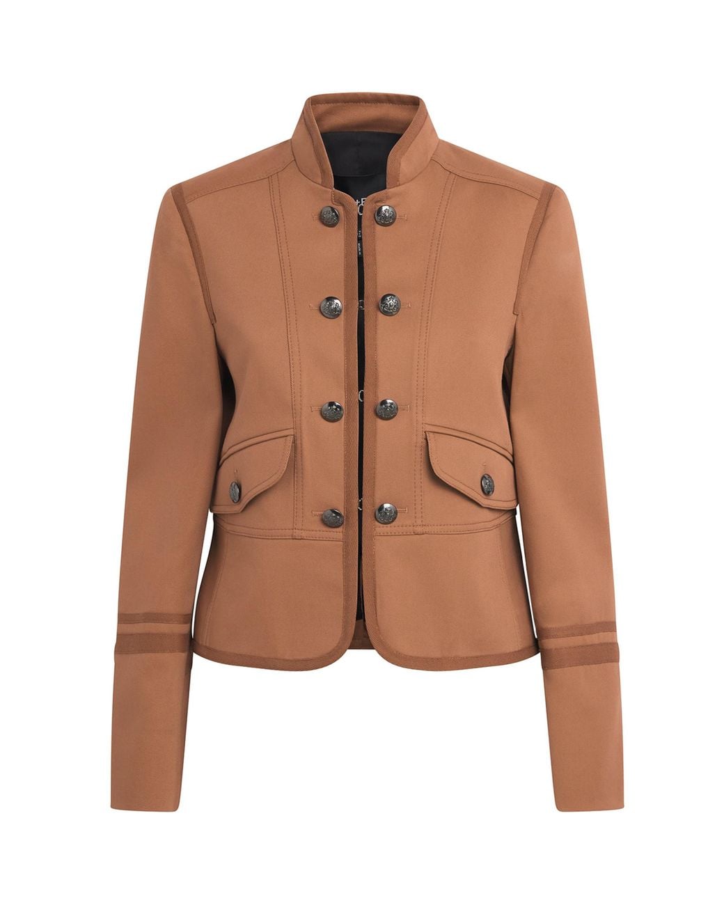 ME+EM Brown Stretch-Cotton Fitted Military Jacket